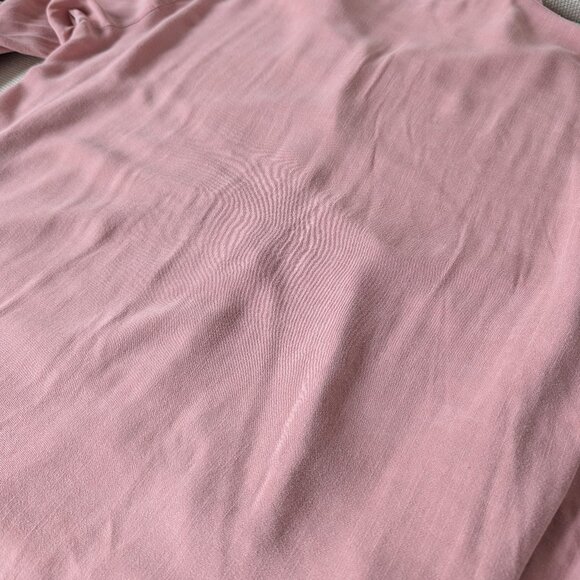 Stradivarius, Linen-like Blush Pink Roll-up Sleeve Blouse, Size L - Picture 13 of 14
